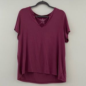 Maroon American Eagle Criss-Cross T-shirt